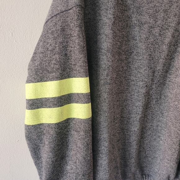 SUNDRY Varsity Stripes Hoodie Sweatshirt Size 3 Drawstring Gray Yellow Hooded - Picture 5 of 7